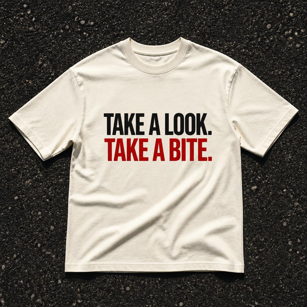 TAKE A LOOK. TAKE A BITE. Tee